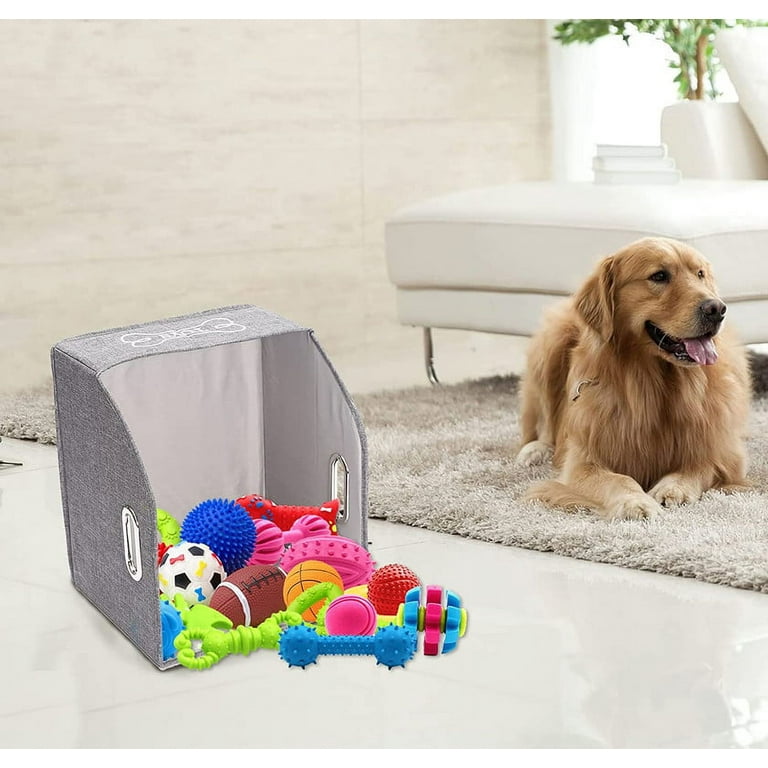 Frisco Rectangle Collapsible Pet Toy Storage Bin, Gray Basket Weave