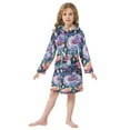 thumbnail image 6 of FORMRS Niños Bathrobe Unisex Hooded Robe Soft Plush Pajamas Sleepwear, Size 4-6T, Puprle Ethereal Floral Harmony, 6 of 7