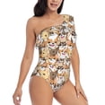 thumbnail image 3 of Sikiie Cute Puppy Print Women One Piece Swimsuits Tummy Control One Shoulder Bathing Suits Ruffle Swimwear, From S to XXL-XX-Large, 3 of 6