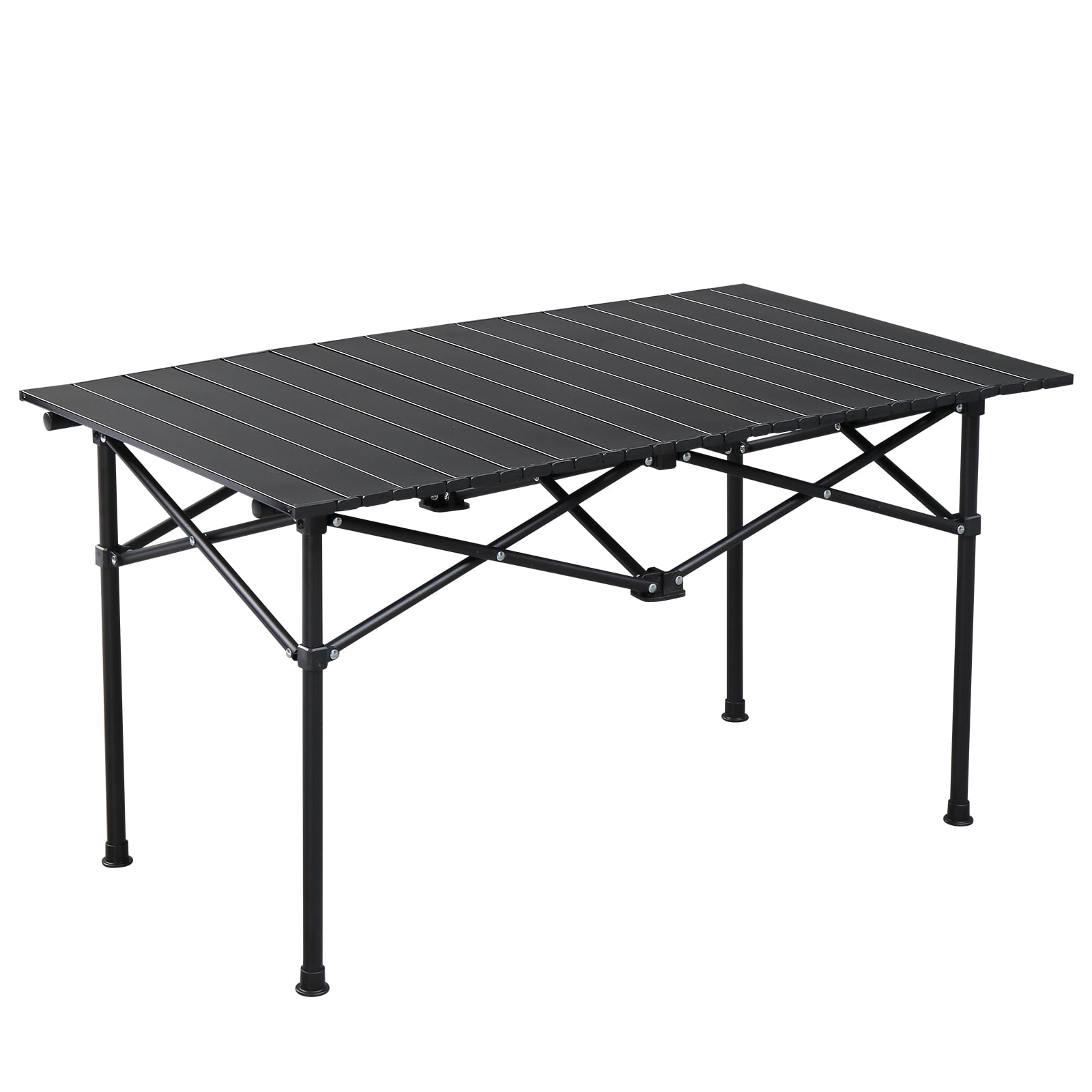 Portable Folding Camping Table, Ultralight Collapsible Table Outdoor Camp Table for Travel Hiking Backyard BBQ Party, Black/47x20in