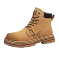 thumbnail image 2 of RotHome Men’s Leather Combat Boots Platform Chunky Lug Sole Lace-up High Top Ankle Booties Non-Slip Round Toe Business Casual Work Boots, 2 of 6