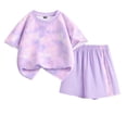 thumbnail image 5 of ITSAME Girls Athletic Outfits 2-Piece Quick-Dry Tie-Dye Print T-Shirt and Shorts Summer Outdoor Sport Set Purple Size 11, 5 of 5