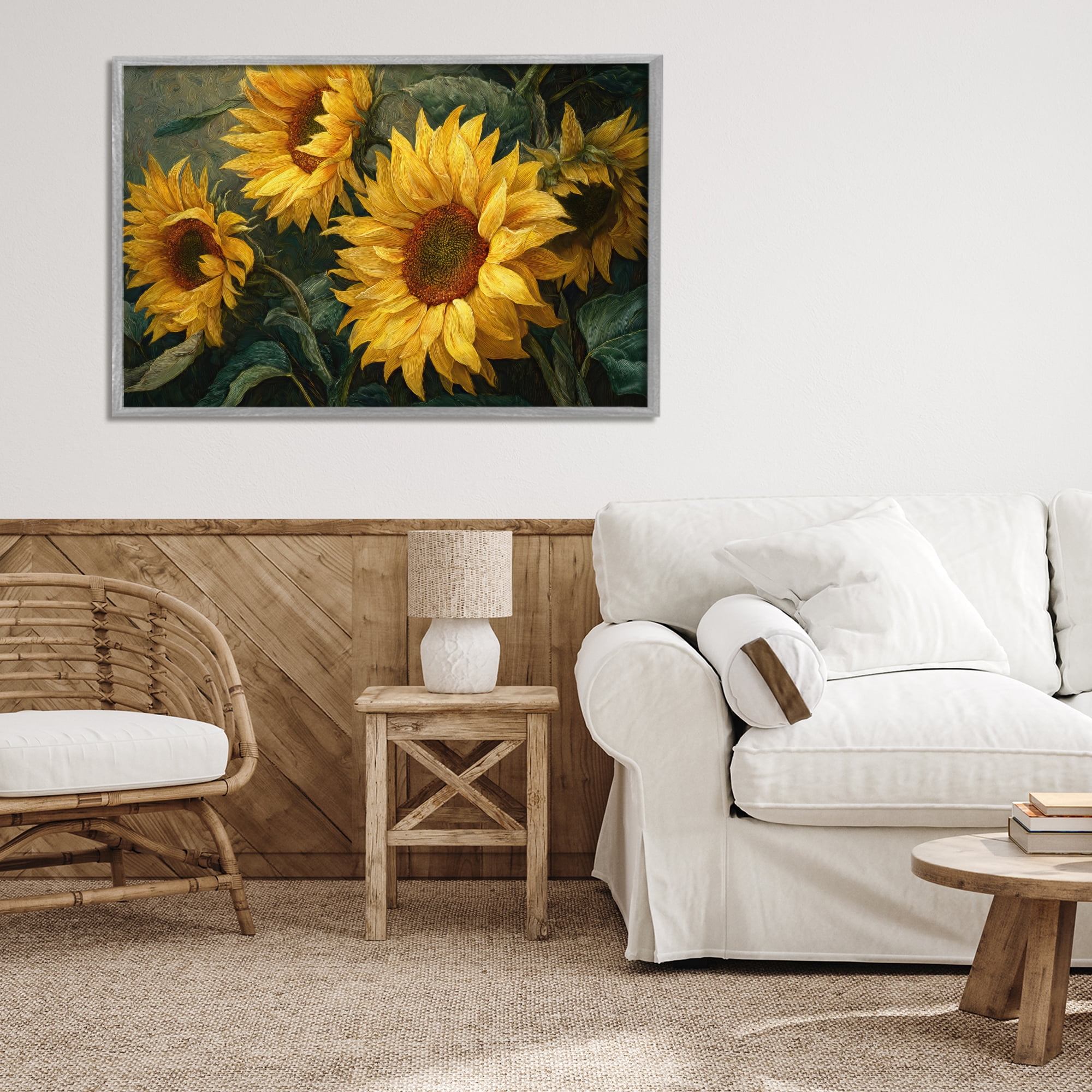 Stupell Industries Sunflowers For The Soul Gray Framed Giclee Art, design by Tina LeCour