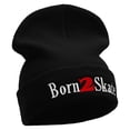 thumbnail image 4 of Born 2 Skate Embroidered 12 Inch Long Knitted Beanie - Black OSFM, 4 of 5