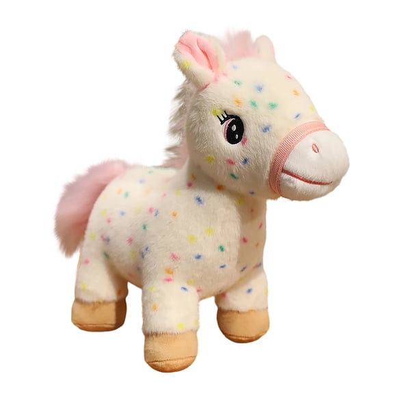 Cute Pony Horse Plush Toy Soft Stuffed Foal Doll Fluffy Huggable Companion Home Decor Accent for Sofa Bed Living Room Daily Display & Gifting(Beige)