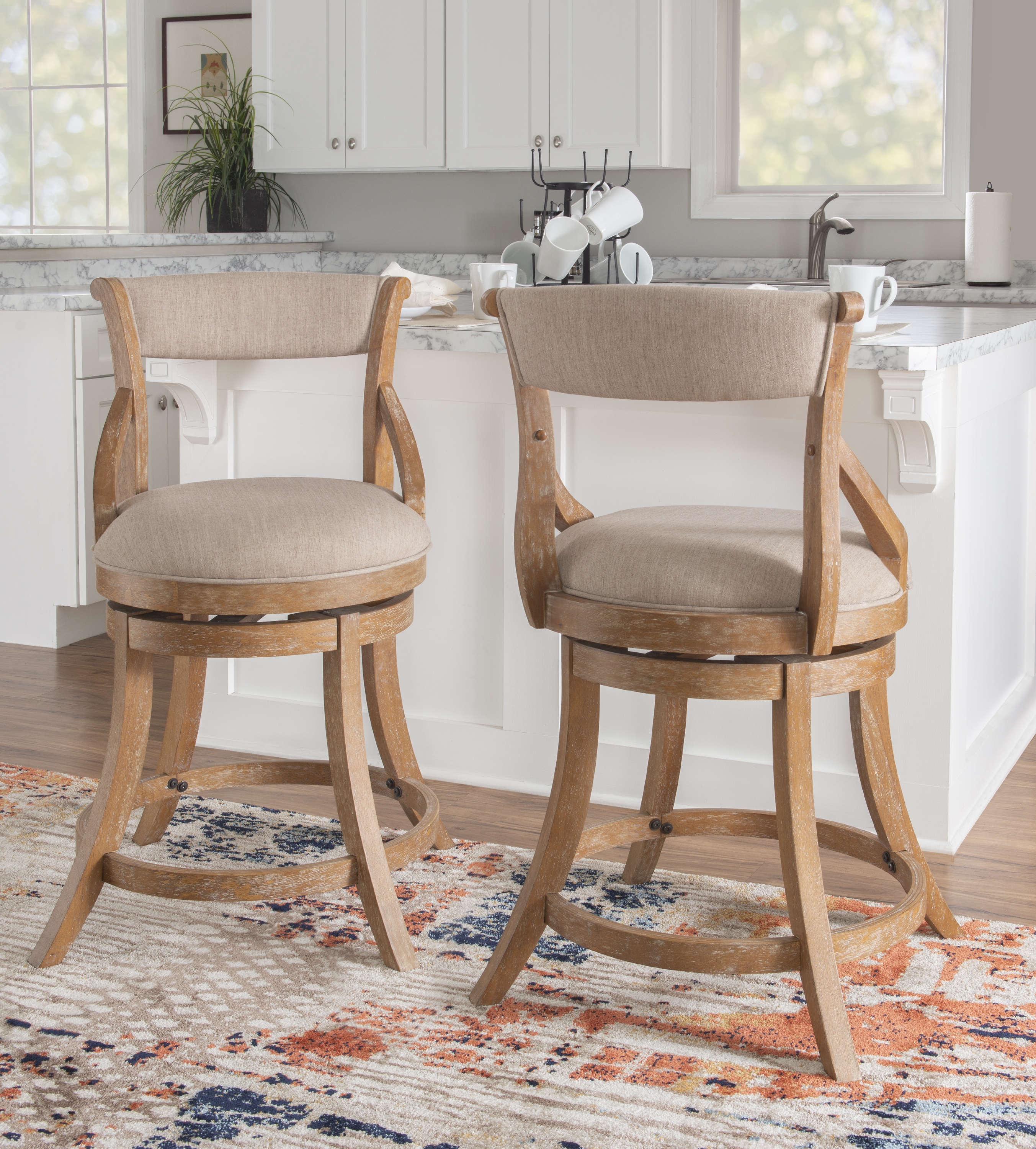 Powell Gemma Bar Stool with 360-Degree Swivel, Beige