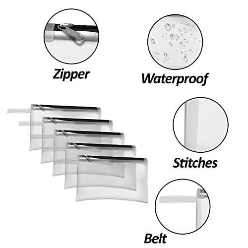 Clear Vinyl Zippered Tool Bag, Heavy-Duty Waterproof Organizer Pouch for Tools & Makeup Storage (Pack of 5)