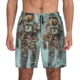 thumbnail image 3 of Uemuo Astronauts On Lunar Mission Pattern Mens Swim Trunks Quick Dry Board Shorts with Mesh Lining, Stretch Beach Shorts Quick Dry No-Chafing Board Shorts-Small, 3 of 9