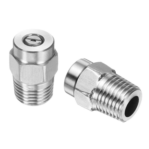 Uxcell 2pcs Surface Clean Tip 25 Degree 1/4 Inch NPT Male 1.449 Orifice 4000 PSI Stainless Steel Threaded Pressure Washer Spray Nozzles for Water gun Water Broom