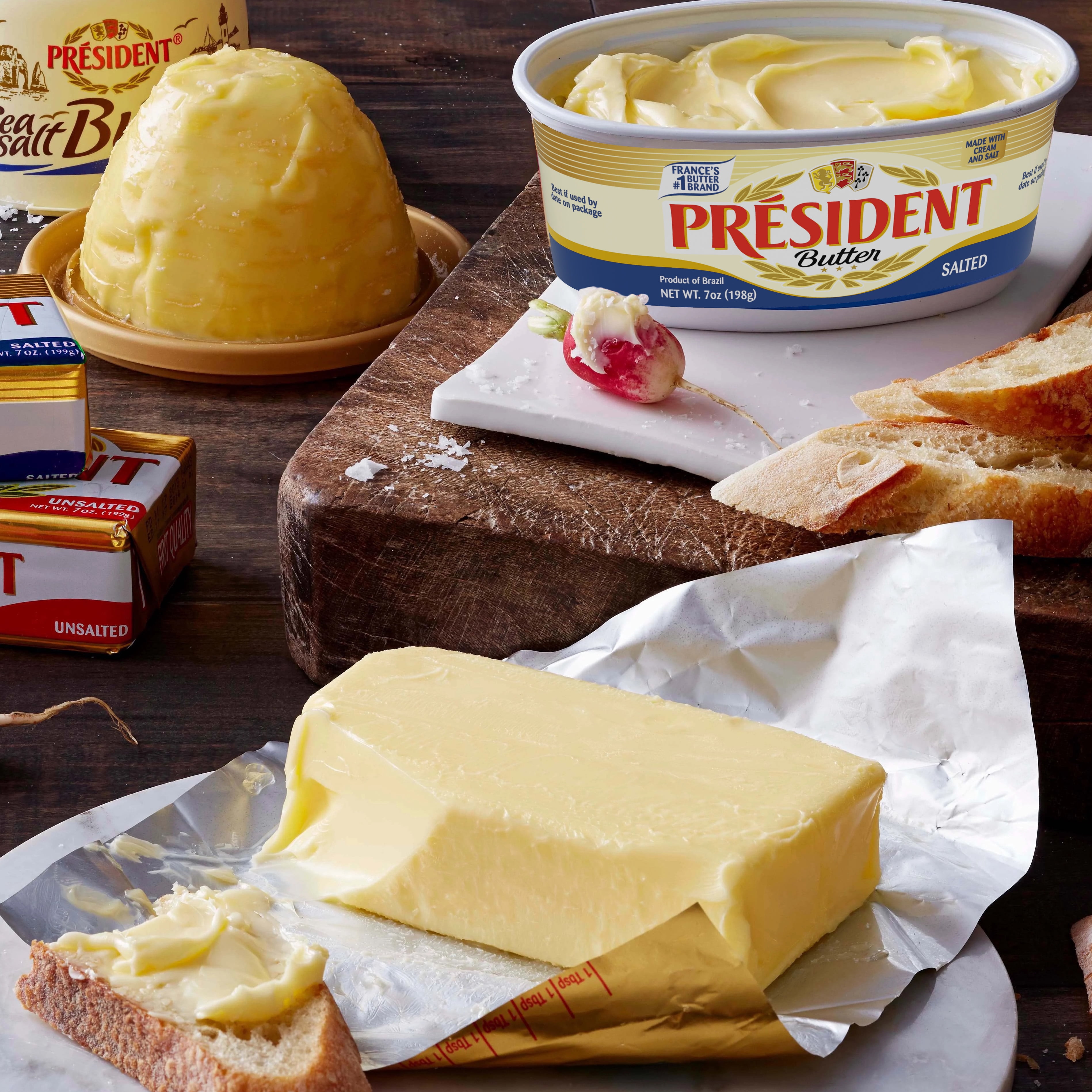 President Imported Salted Butter Tub, 7 oz, 1 Count (Refrigerated)