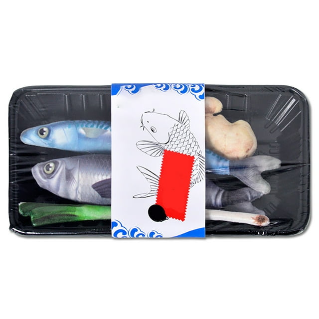 Cat Fish Toy Set: Realistic Interactive Stuffed Kitten Catnip Toy Pet Play Toy