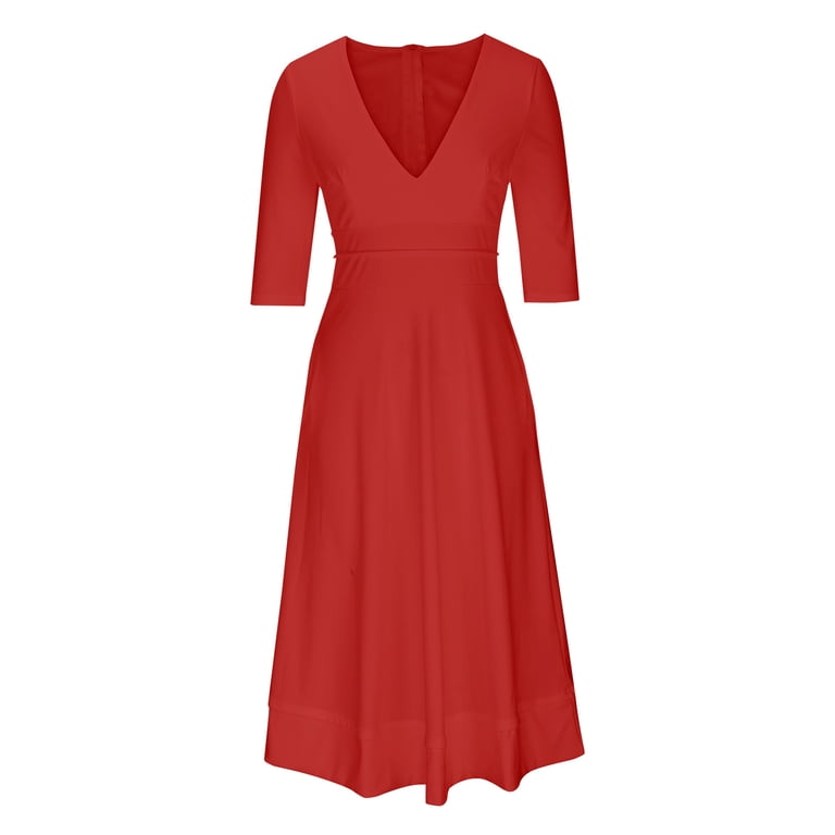 fitted lace wedding dress Red Midi Dress Long Sleeve High Neck Rib Jersey main image 0