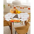 thumbnail image 4 of Round Tablecloth with Elastic Autumn Welcome Gnome on Plaid Rustic Wood Grain Waterproof Stain-proof Table Cover Wipeable Fitted Table Cloths for 36"-44" Round Tables Dining Kitchen, 4 of 6