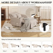 YODOLLA Sleeper Chair, 38 Extra-Wide 3-in-1 Convertible Pull-Out Single Sofa with Adjustable Backrest and Cup Holder, Beige(One PC)