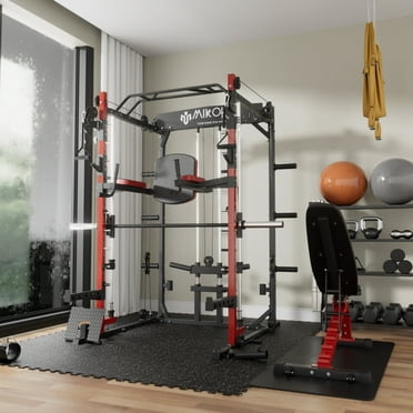 2000LBS Smith Machine & Power Cage - Multi-Function Home Gym With Lat Pulldown & Cable System