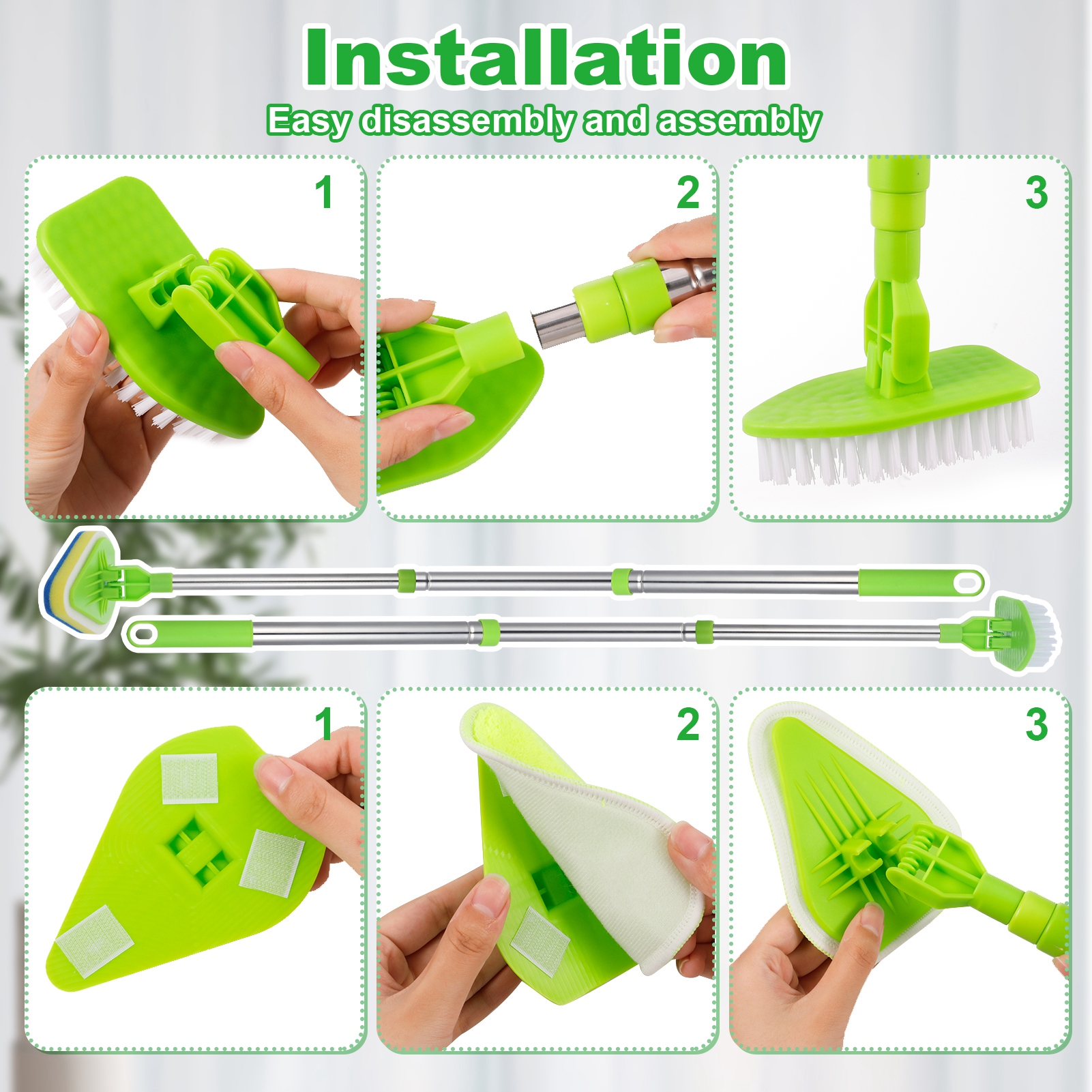 Armscye Adjustable Long Handle Scrub Brush, 37-Inch, Green photo 7