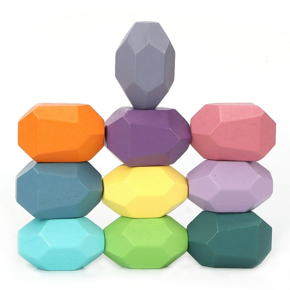 Wooden Rock Balancing Blocks, Parent Child Interaction Stone Blocks Creativity Promotion Hands On Skills Imagination Cultivation For Home