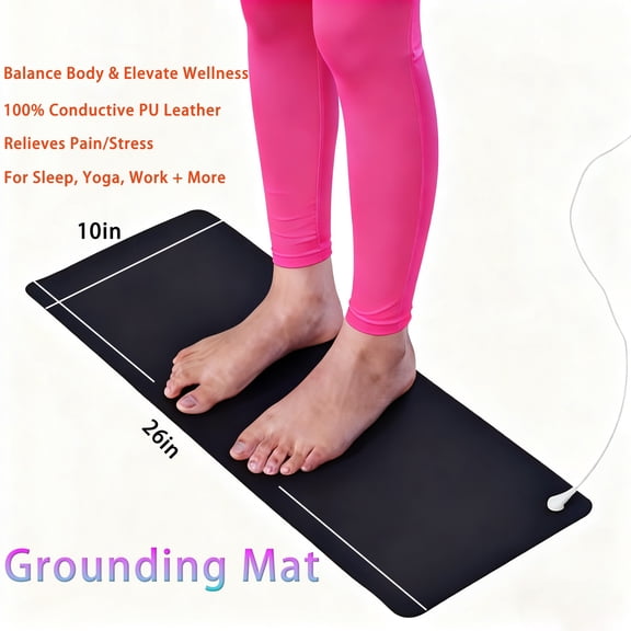 10x26in Grounding Mat - 15ft Long Cord Conductive Earth Pad, Universal for Sleep/Desk/Yoga Wellness Support