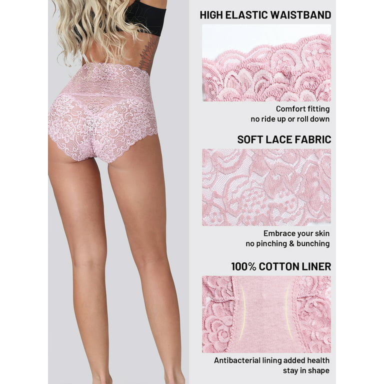 4/8 Packs Panties for Women High Waist Sexy Panties Breathable Lace Panties  (Color : C, Size : Medium)