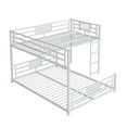 thumbnail image 4 of Bellemave Twin over Full Size Bunk Bed L-shaped Metal Low Bunk Bed with Guardrails and Ladder Junior Floor Bunk Bed Frame (White), 4 of 10