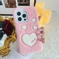 thumbnail image 2 of Dteck for iPhone 11 Fur Case for Girls, Luxury Cute Warm Handmade Furry Fuzzy Fluffy Soft LOVE Fur Plush Protective Case Cover for Women,Pink-Big Love, 2 of 4