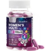 Multivitamin For Women - Complete Daily Woman's Multivitamins with Biotin, Calcium, Folic Acid, Iron, Zinc, Vitamin A, C, D, E & B Vitamins, Women's Hair Skin and Nails Supplements - 120 Softgels