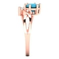 thumbnail image 3 of Three-Stone Engagement Ring for Women - 0.87ct Simulated Turquoise in 18K Rose Gold Promise Ring, 3 of 6