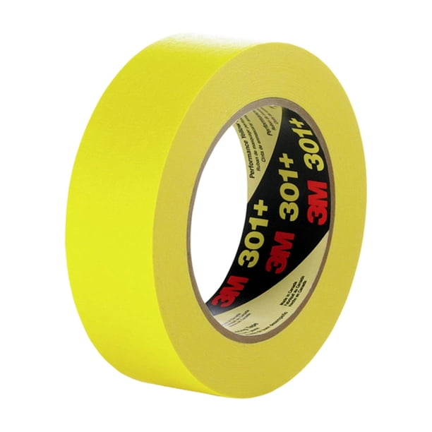 Cinta de Enmascarar 3M 301+ Amarilla de Alto Rendimiento 1.5 pulg x 55 m
