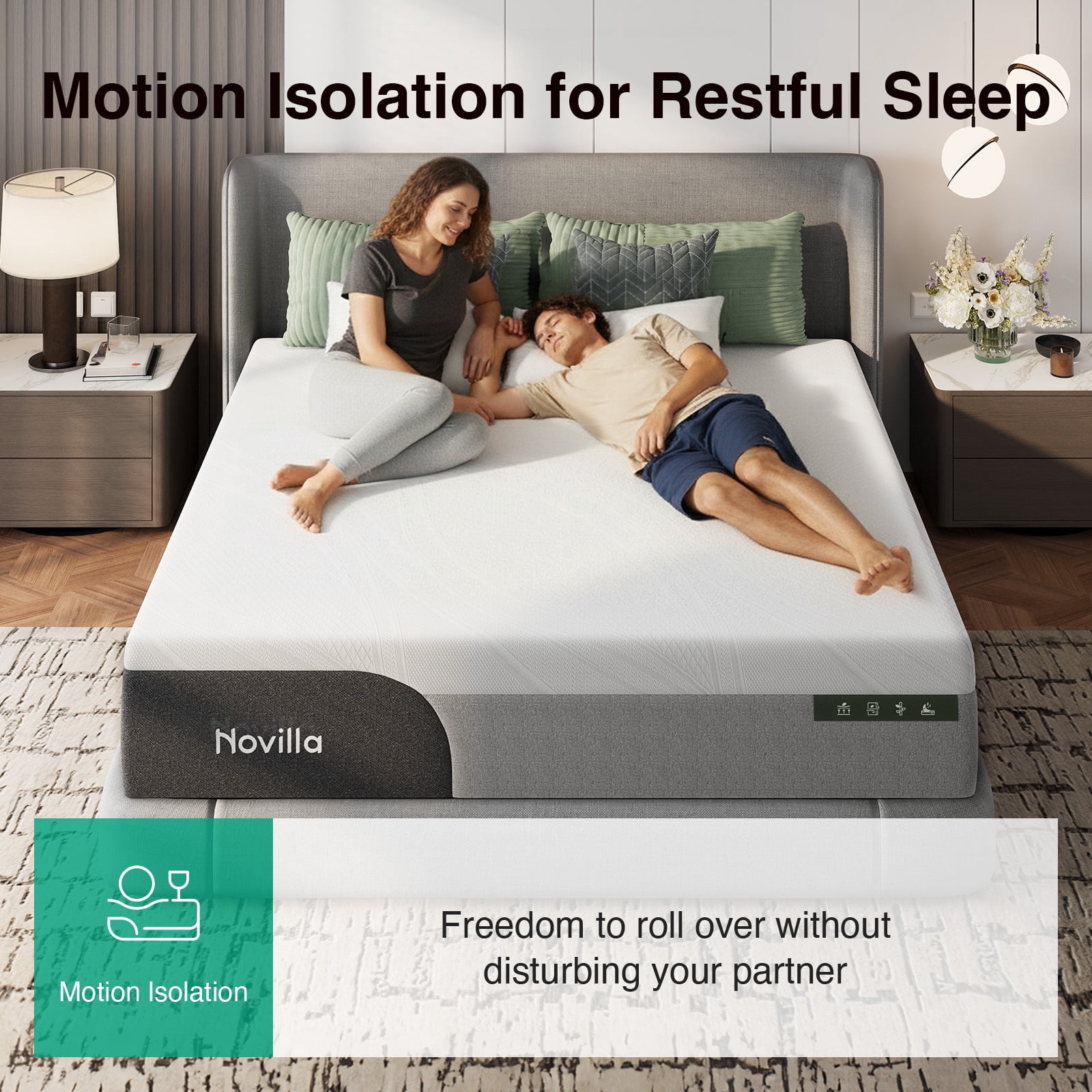 Novilla 14 Inch King Size Mattress, Gel King Memory Foam Mattress in a Box with Cool-Touch Nylon Cover for Cooling Night Sleep, Pain Relief & Spinal Support with Comfort Foam, CertiPUR-US Certified