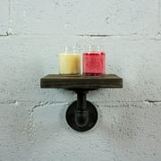 OS Home and Office Model P8-BS 8-inch decorative single wall mounted pipe shelf metal and reclaimed-aged wood finish