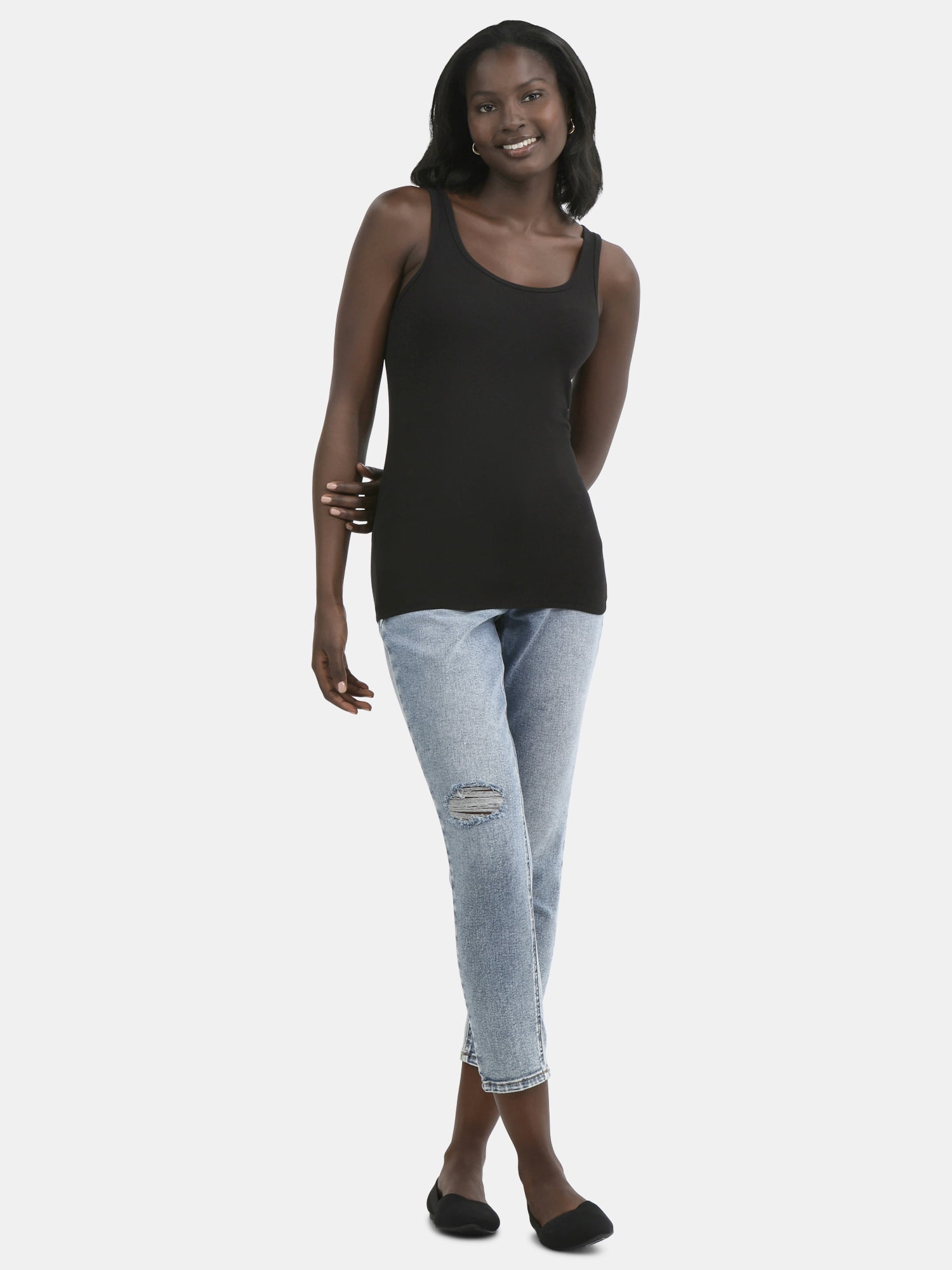 Time and Tru Women's Rib Tank Top, 2-Pack, Sizes XS-XXXL