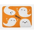 thumbnail image 1 of Ghost Bath Mat, Flying Ghost Characters with Smiling Sad Faces on Orange, Plush Bathroom Decor Mat with Non Slip Backing, 29.5" X 17.5", Orange Black and White, by Ambesonne, 1 of 2