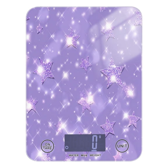 High Precision Digital Kitchen Scale Tempered Glass Food Scale Multifunction Scale Small Kitchen Appliances Lavender Glitter Stars Pattern
