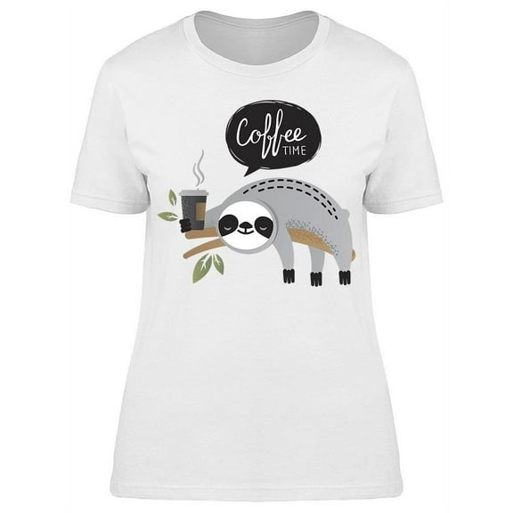 Sloth Bear Coffee Time T-Shirt Women -Image by Shutterstock, Female x-Large
