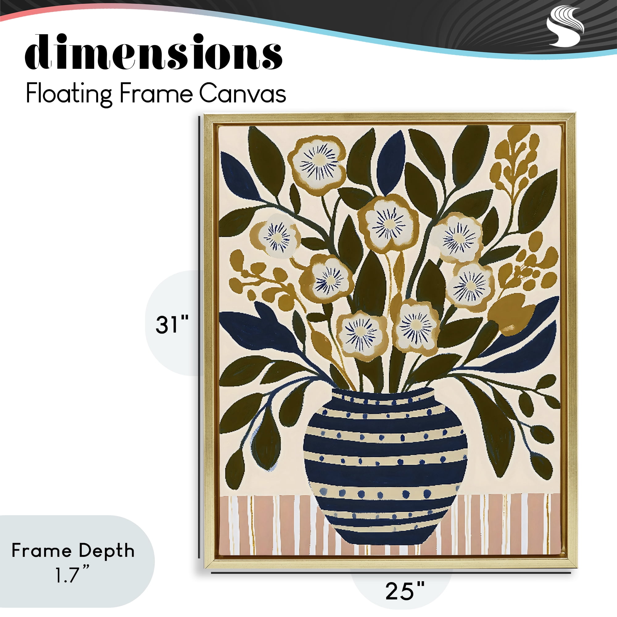 Stupell Industries Wild Bloom Boho Arrangement Gold Framed Floater Canvas Wall Art, design by Creative Studio