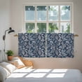 thumbnail image 4 of Dandelion Tier Curtains, Navy Blue Flowers Modern Minimalist Spring Light Filtering Kitchen Curtains, 2Pcs Rod Pocket Half Window Treatments Panels for Sink Cafe Cabinet Camper 27.5x36 Inches, 4 of 9