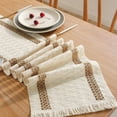 thumbnail image 2 of AUQ Table Runner,Tightly Stitched Table Runners,Home Table Runner Comfortable Square Tablecloth,White and Coffee Brown, 2 of 4