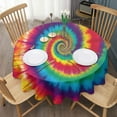 thumbnail image 3 of Colorful Rainbow Tie Dye Spiral Pattern Round Tablecloth 60"x60",Wrinkle Wipeable Table Cloth for Kitchen Dining Room Picnic Patio Party, 3 of 6