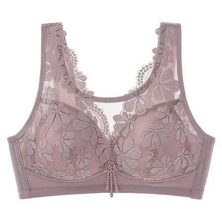 Audhol Bras for Women Non Ring Gathered Up Support Adjustment Anti Sagging Undershirt Type Skin Friendly Bra Female No Underwire Seamless Push Up Everyday Bras Purple 38
