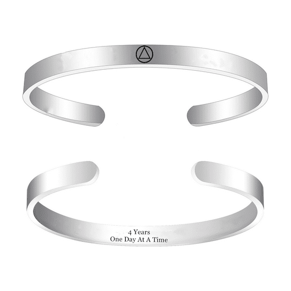 Personalized Sobriety Cuff Bracelet for Women Men, Stainless Steel Inspirational Soberness Bangle, Sober Alcoholics Anonymous Addiction Recovery Anniversary Jewelry for Family Friends