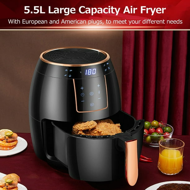Dcenta Air Fryer 5.5L Household Large Capacity LCD Electric Air Fryer with Bakeware 1300W Timer Perfect for Home Cooking Walmart Business Supplies