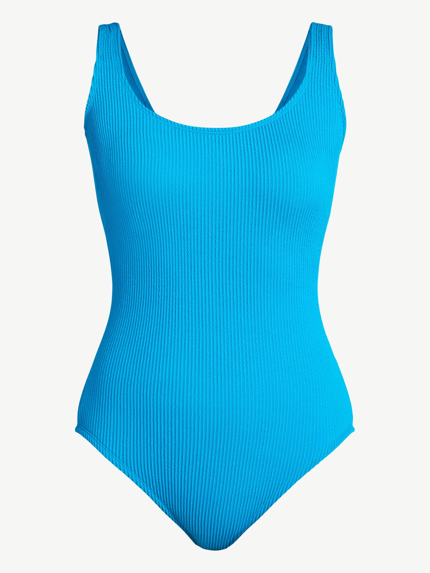 Time and Tru Women's and Women's Plus Crinkle Scoop Neck One Piece Swimsuit, Sizes XS-3X