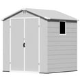 thumbnail image 3 of Patiowell 6'x6' Resin Storage Shed, Lockable Door & Window, Durable All-Weather Outdoor Shed for Garden & Tool Storage, Light Gray, 3 of 9