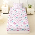 thumbnail image 3 of Erosebridal Pink Bowknots Twin Sheet Sets,Girls Cartoon Bow Bedding For Ribbon Bowtie Lover 3-Piece, 3 of 6
