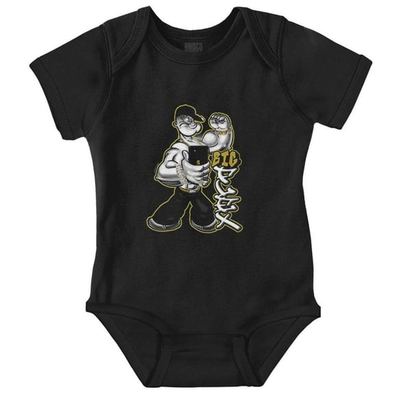 Urban Popeye Big Flex Muscle Selfie Romper Boys or Girls Infant Baby Brisco Brands NB