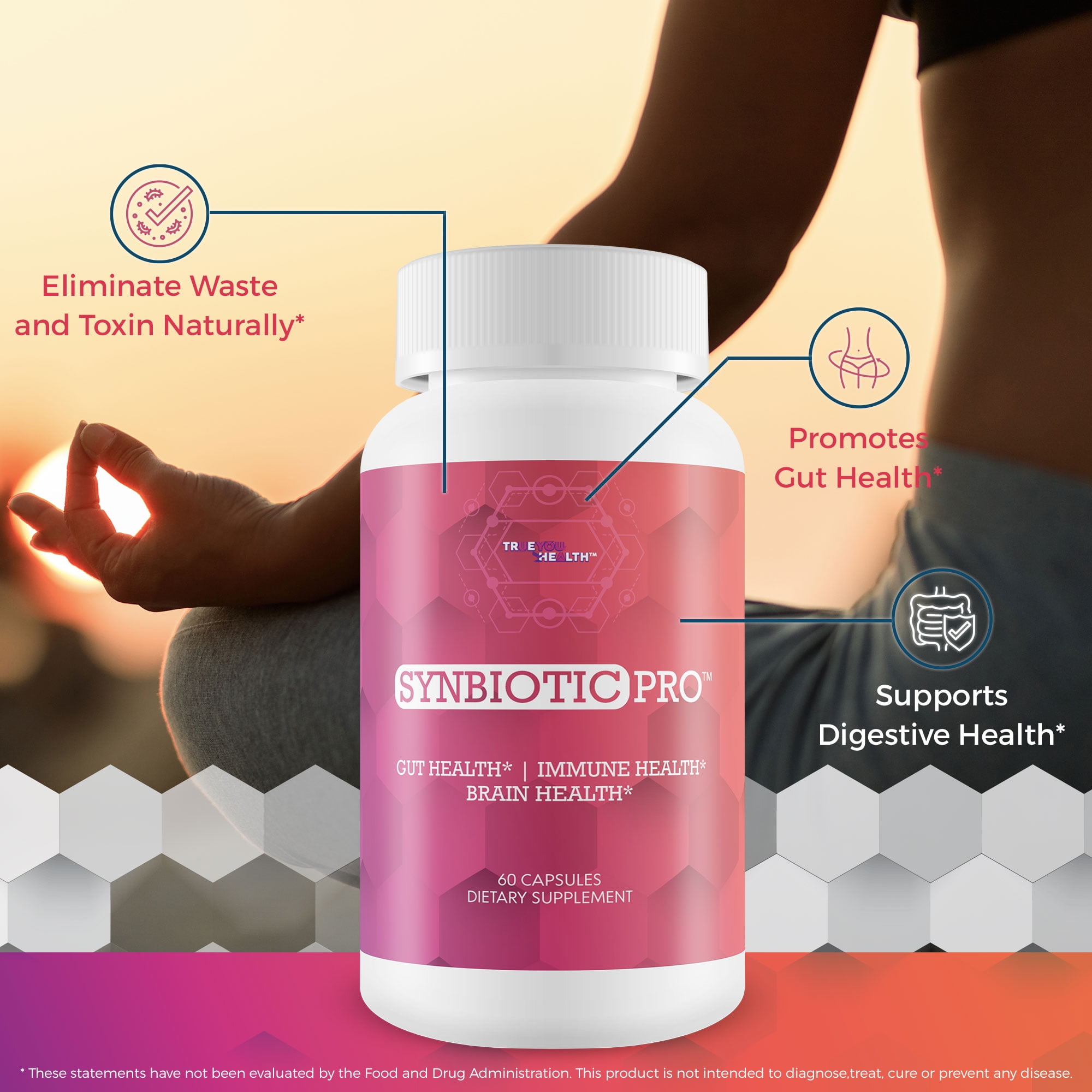 Synbiotic Pro - Our Best Daily Synbiotic Probiotics & Prebiotic - Gut Health - GI Synbiotics Probiotics - Pro Synbiotic Probiotic Plus Prebiotic & Immune Support Vitamins - Synbiotics for Women & Men