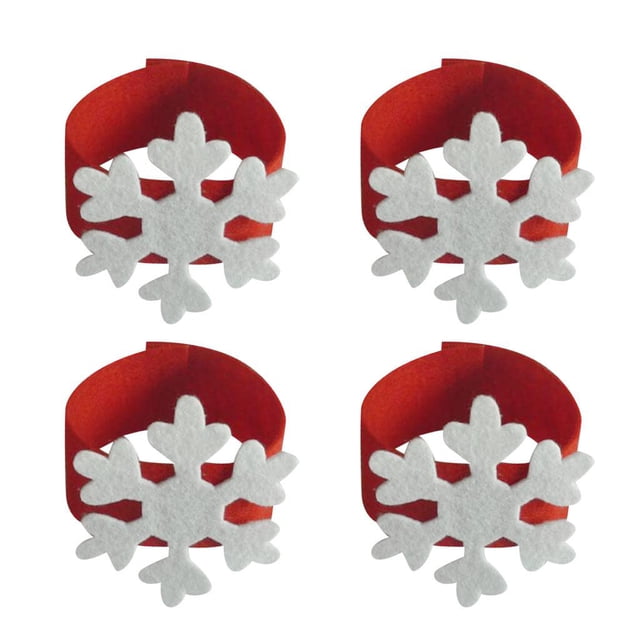 Paquete De 4 s De Tejido De Nieve Hebil De Servilleta Inicio Boda ración De Navidad 2 Colores Baoblaze Anillo de tejido
