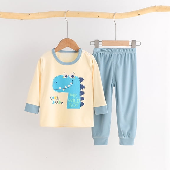Vedolay Sets for Boys 2 Piece Outfits Print Long Sleeve Top and Pants Set,Blue 6-12 Months