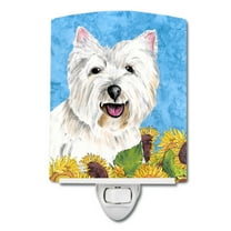 Caroline's Treasures SC9070CNL Westie in Summer Flowers Ceramic Night Light, 6x4x3", multicolor