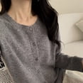 thumbnail image 2 of New Fashion Autumn Winter 100% Wool Cardigan Sweater Womens Knitted O-neck Cardigan Sweater Solid Color Female Basic Clothe, 2 of 5